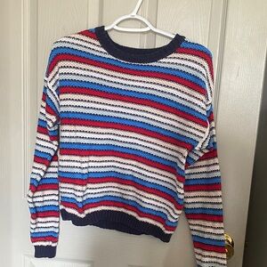 Forever 21 Blue Red White Striped Sweater